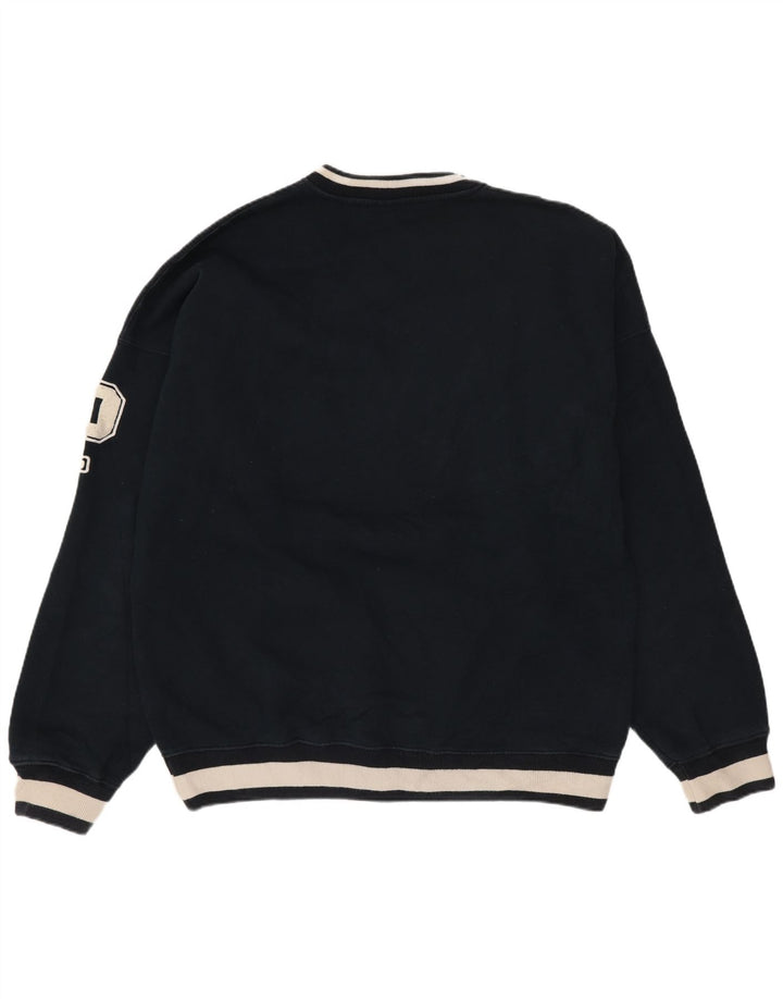 Pull & Bear Mens Pasadena Moletom Jumper Médio Azul Marinho Colorblock