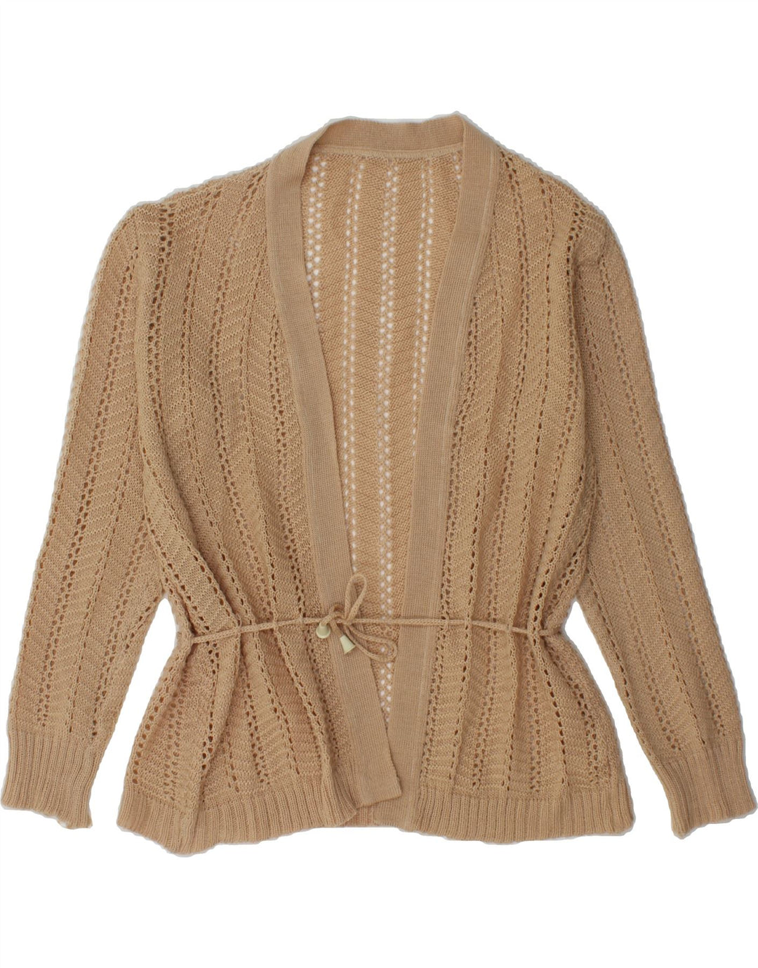 VINTAGE Womens Cardigan Sweater UK 14 Medium Beige Vintage Vintage and Second-Hand Vintage from Messina Hembry 