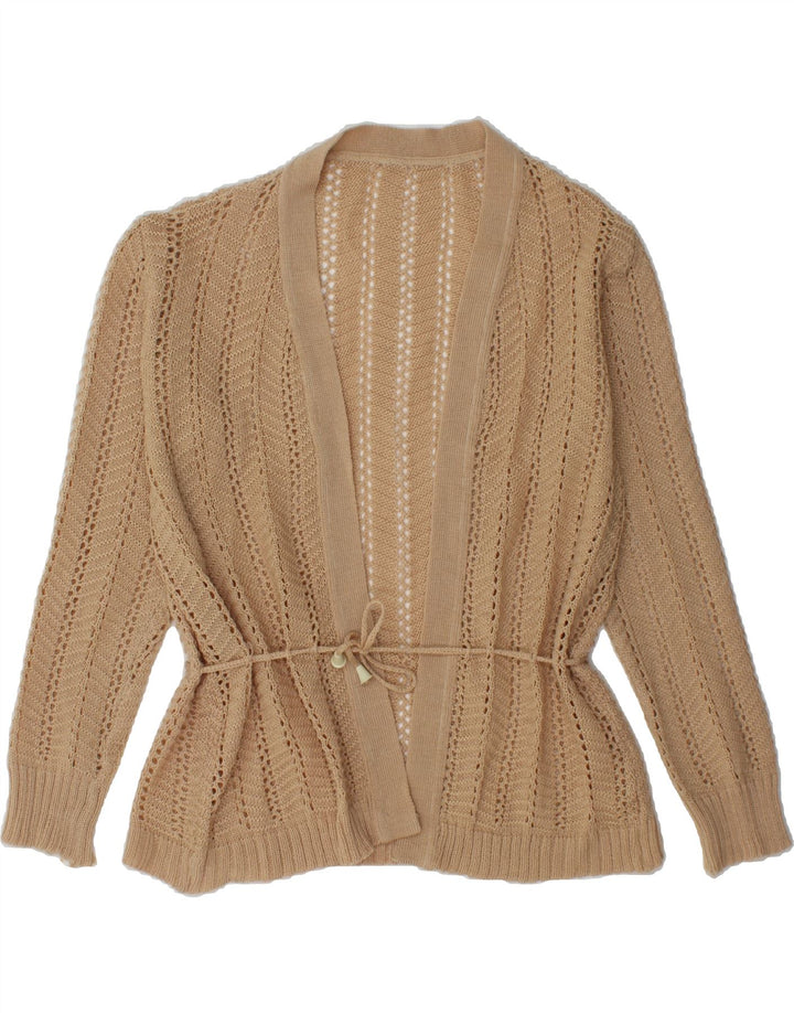 VINTAGE Womens Cardigan Sweater UK 14 Medium Beige Vintage Vintage and Second-Hand Vintage from Messina Hembry 