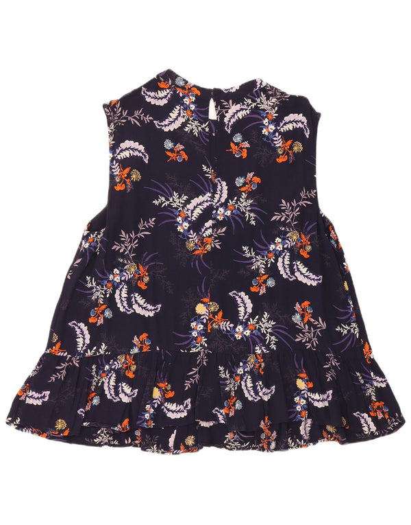 Blusa feminina sem mangas Marks & Spencer Reino Unido 18 XL azul marinho floral