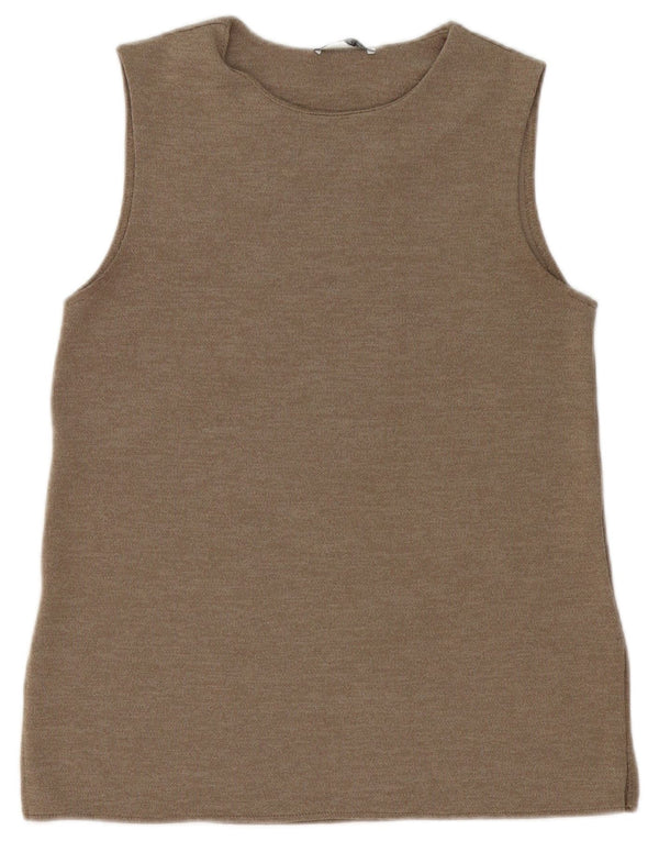 Zara Womens Vest Top UK 10 Pequeno Bege