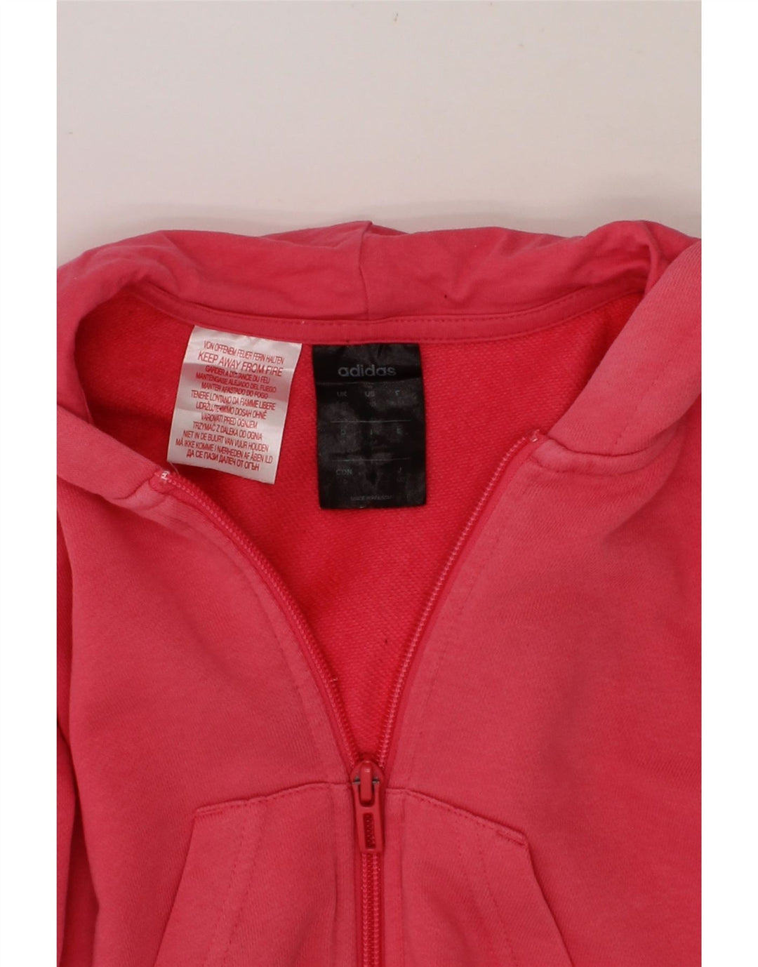 ADIDAS Girls Graphic Zip Hoodie Sweater 5-6 Years Pink Cotton Vintage Adidas and Second-Hand Adidas from Messina Hembry 
