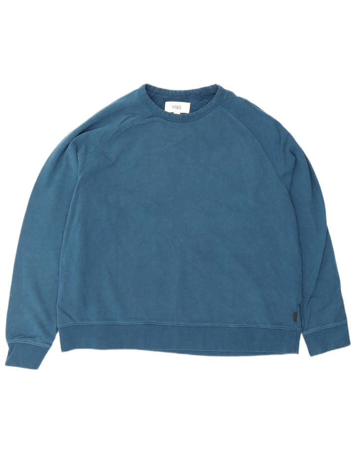 Suéter masculino Marks & Spencer de algodão azul XL