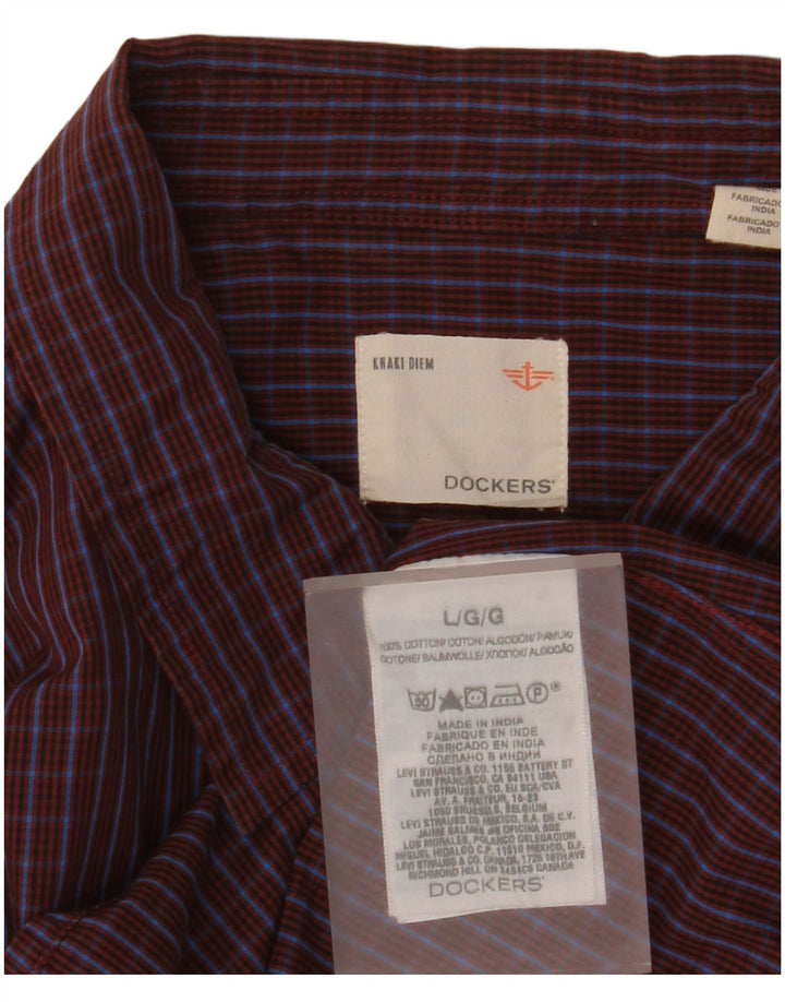 Camisa masculina Dockers grande algodão xadrez Borgonha