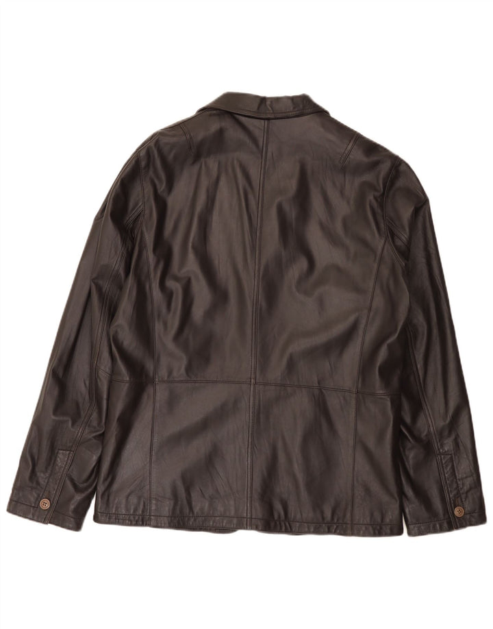 Jaqueta blazer masculina de couro com 2 botões John Barritt IT 52 XL couro marrom