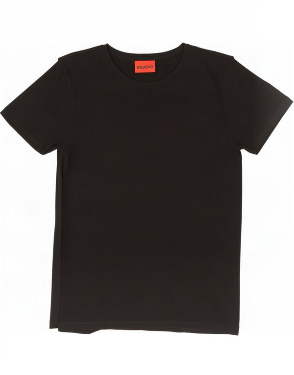 Hugo Boss Mens T-Shirt Top Pequeno Algodão Preto