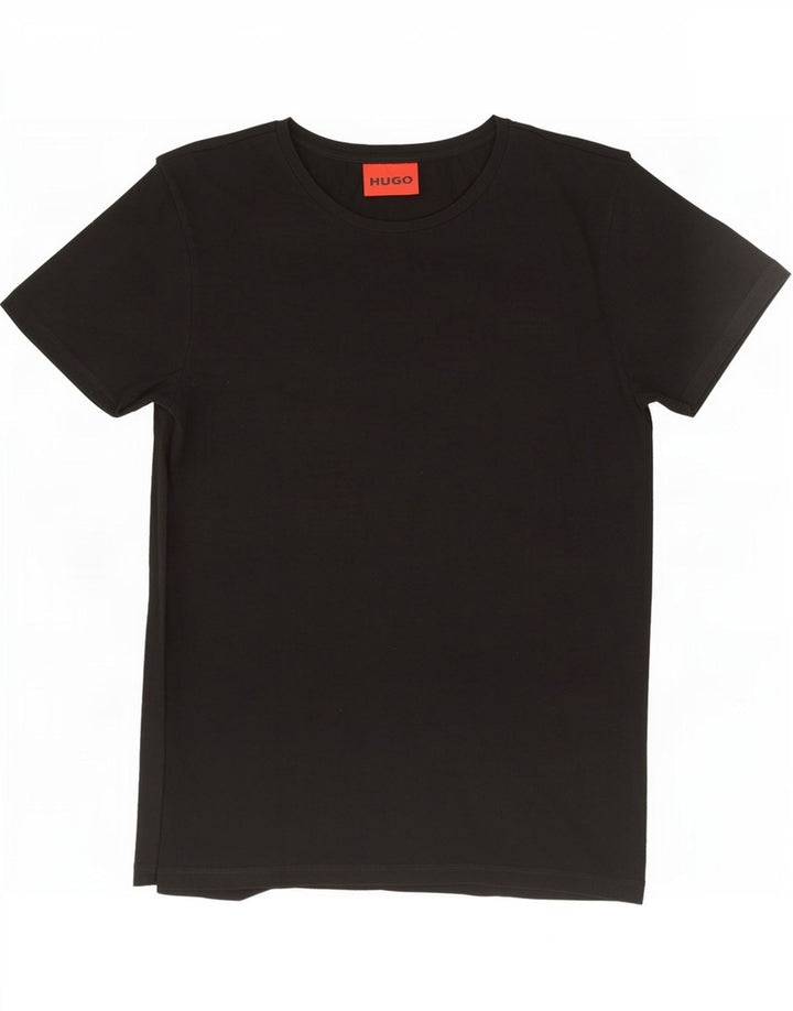 Hugo Boss Mens T-Shirt Top Pequeno Algodão Preto