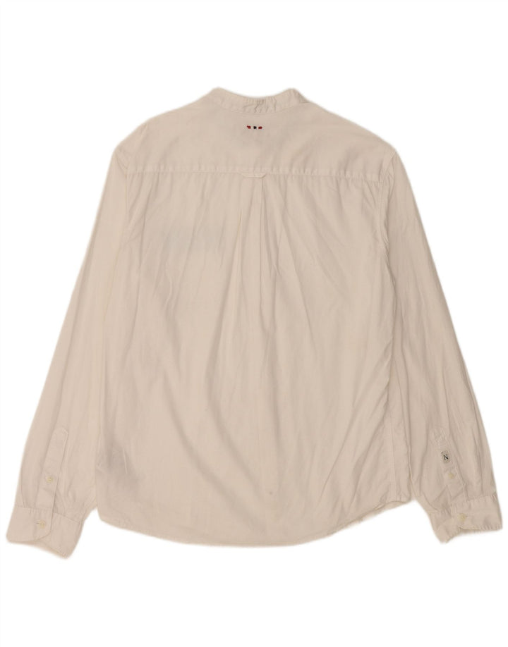 Camisa masculina NAPAPIJRI Geographic Regular Fit médio algodão branco