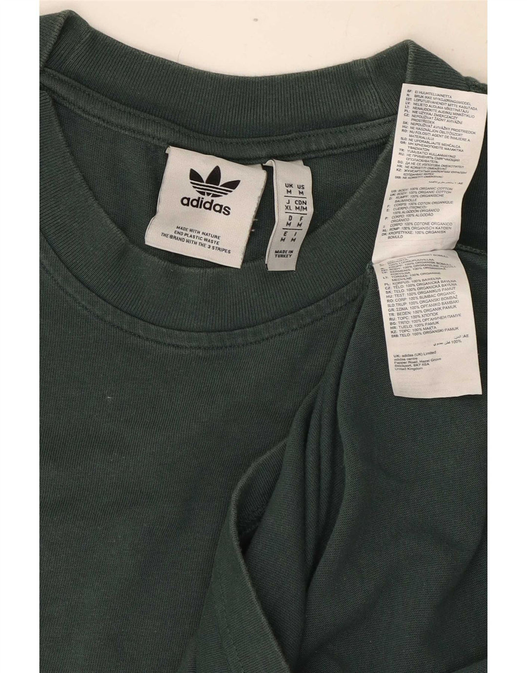 Adidas Mens Camiseta Top Médio Algodão Verde