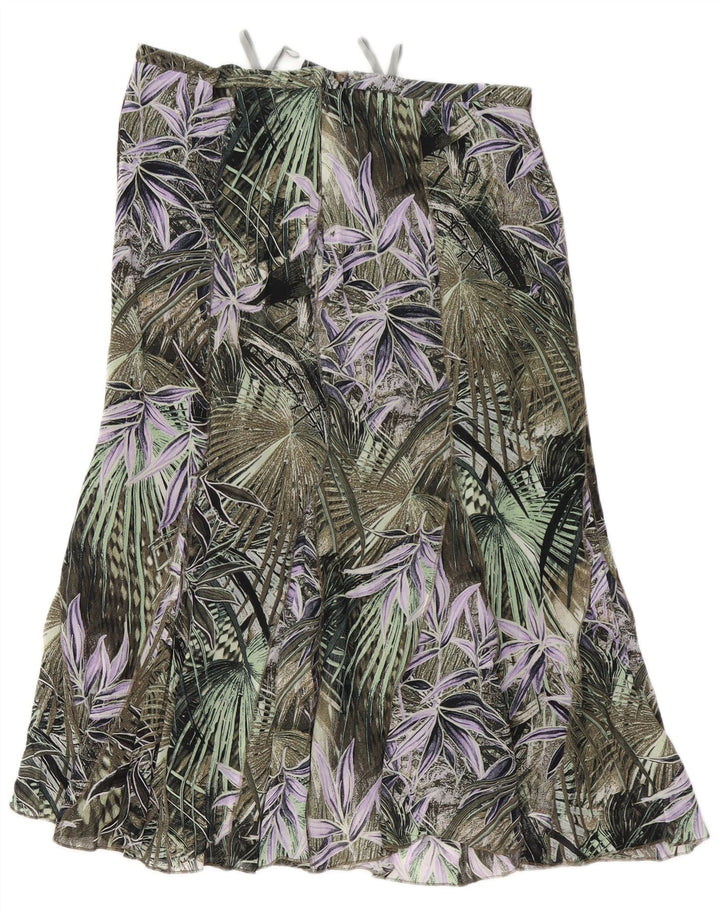 Saia trompete feminina de cintura alta GELCO Reino Unido 16 grande W32 verde floral