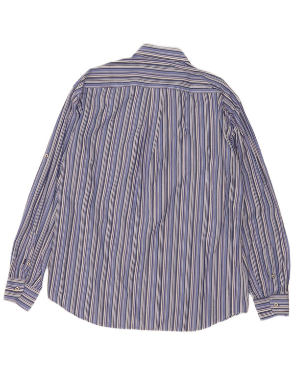 Camisa masculina Navigare grande algodão listrado azul
