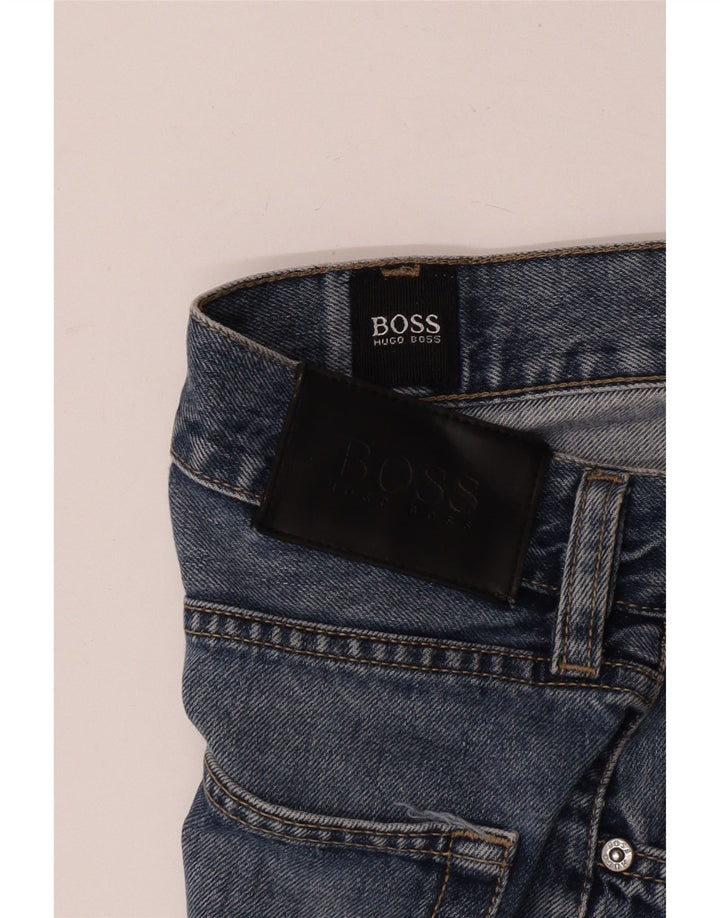Hugo Boss Mens Tapered Jeans W34 L32 Azul Algodão