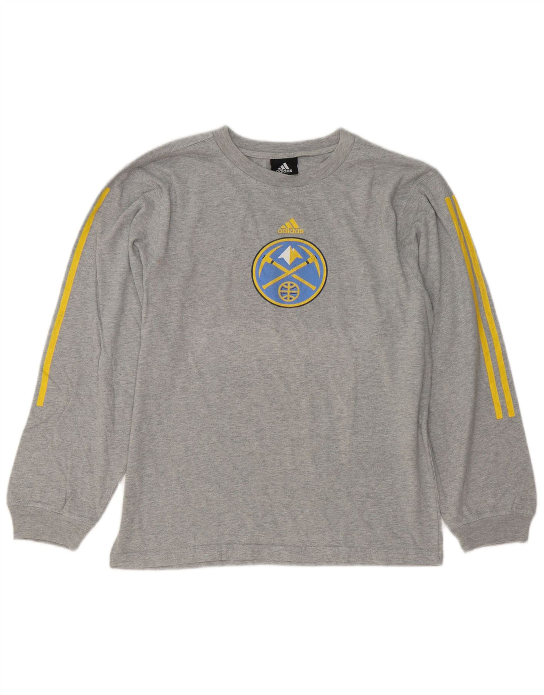 Adidas masculino Denver Nuggets gráfico top manga comprida cinza médio manchado