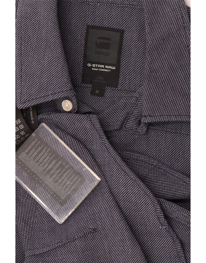 Camisa masculina G-Star de algodão geométrico azul marinho médio