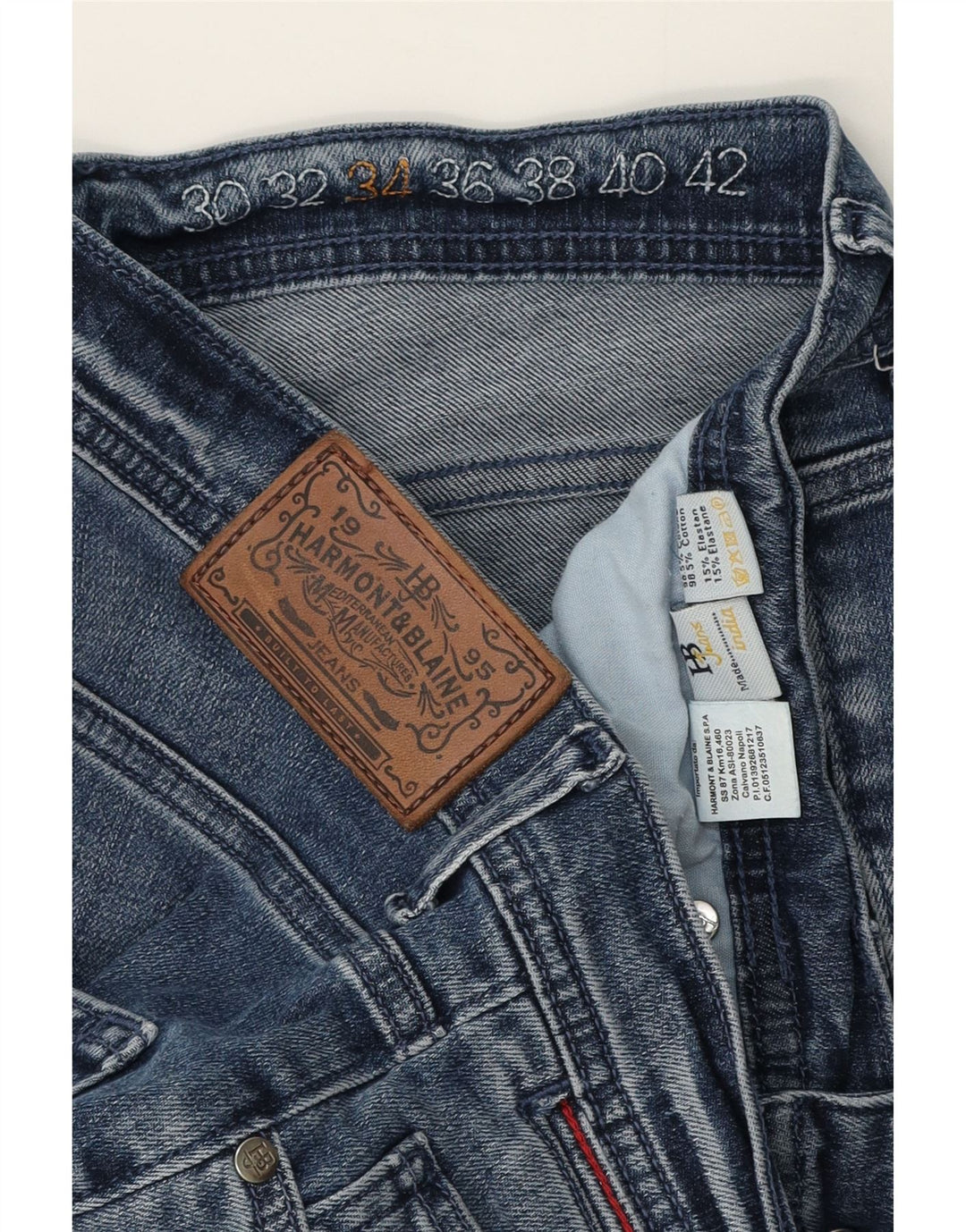 Harmont & Blaine Mens Slim Jeans W34 L30 Azul Algodão