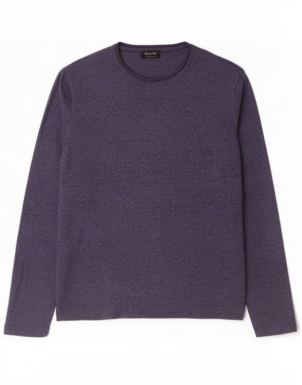 Top feminino Massimo Dutti manga comprida Reino Unido 16 grande seda azul marinho