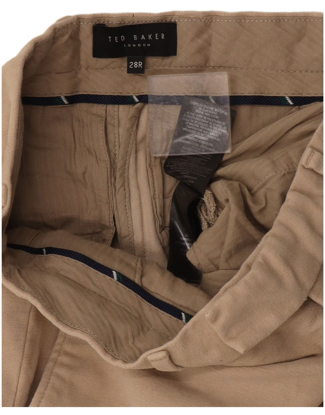 Calça feminina de terno reto Ted Baker W28 L29 algodão bege