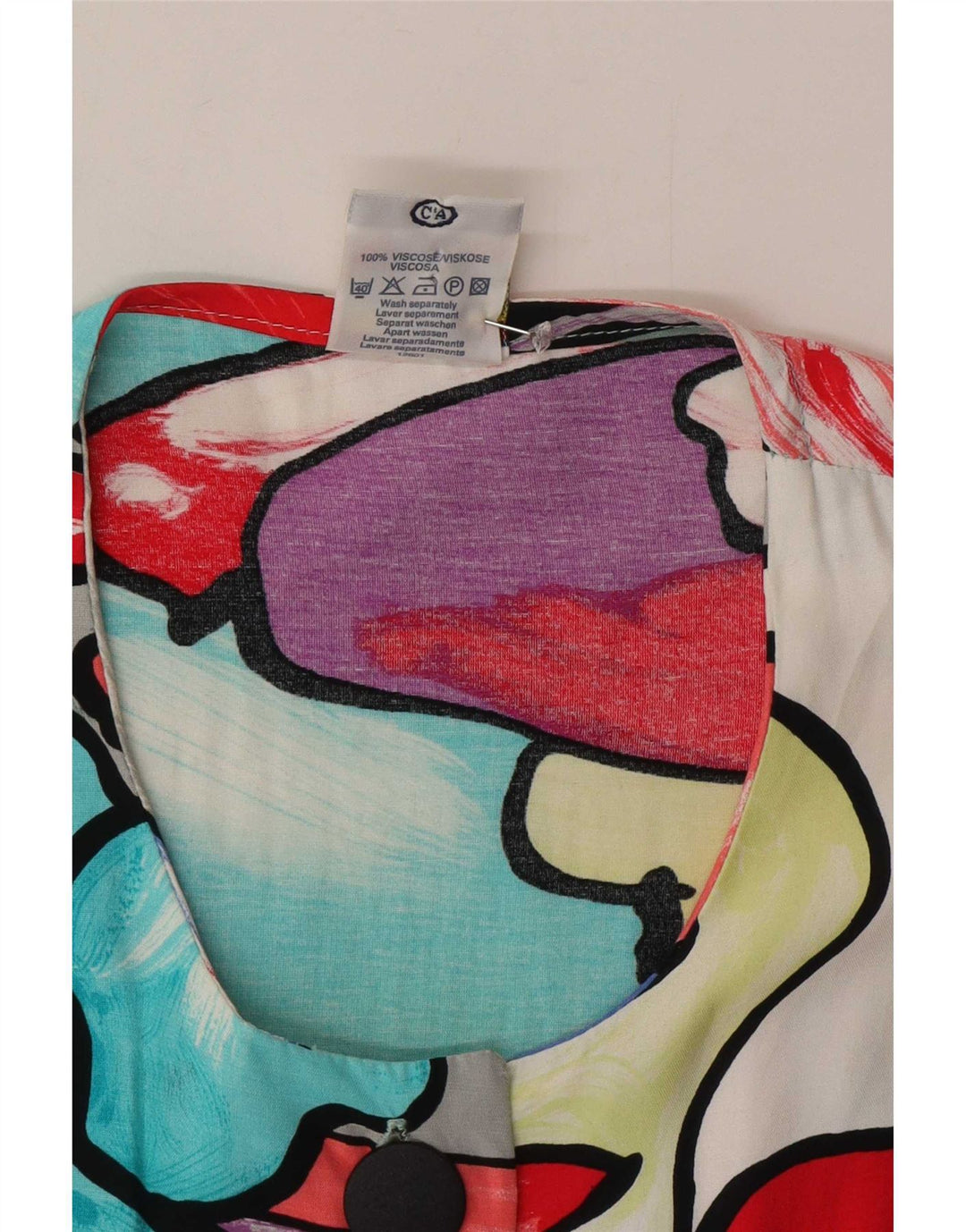 Blusa feminina C&A com estampa abstrata UK 16 grande multicolorida