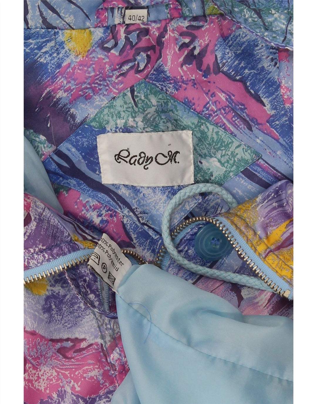 Jaqueta utilitária feminina vintage com padrão abstrato UE 40/42 média multicolorida