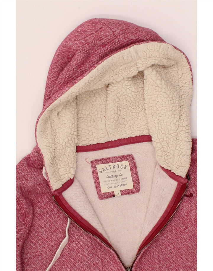 SALTROCK Girls Zip Hoodie Sweater 13-14 Years Burgundy Cotton Vintage Saltrock and Second-Hand Saltrock from Messina Hembry 
