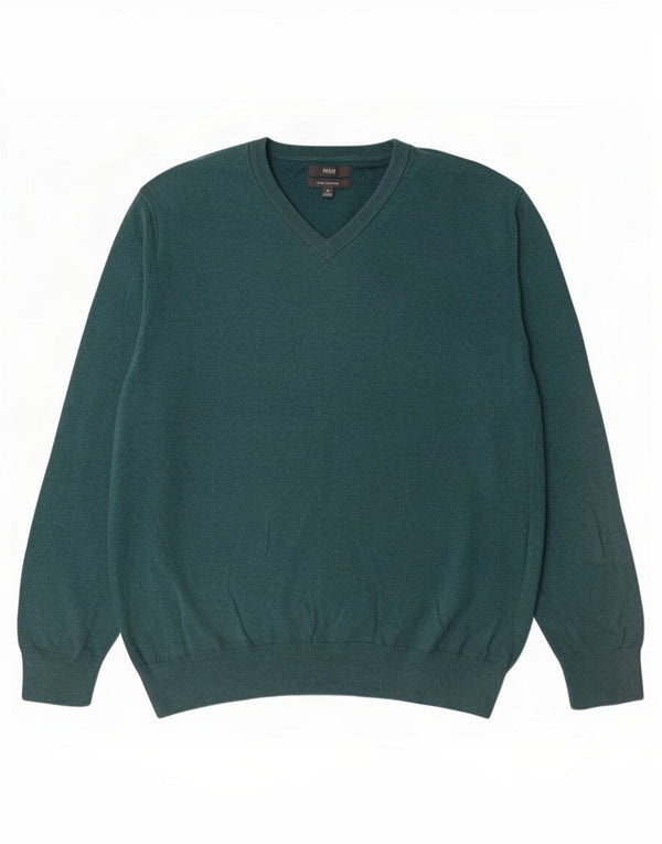 Marks & Spencer Mens V-Neck Jumper Sweater XL Green Cotton