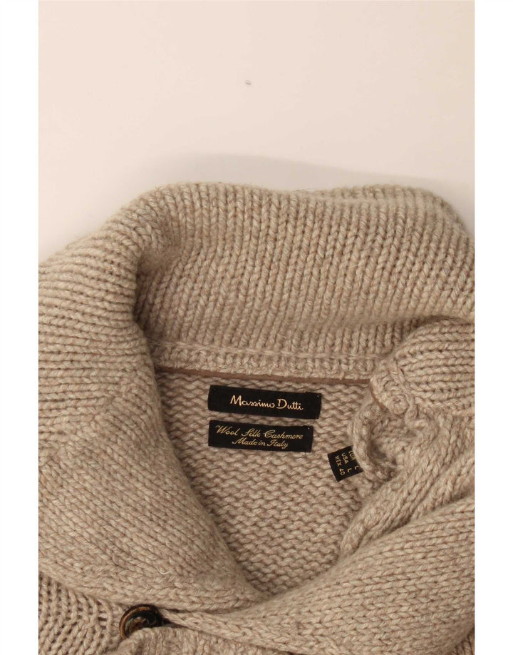 Suéter cardigã masculino Massimo Dutti grande lã bege