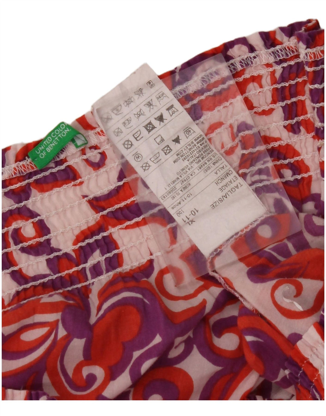 Blusa feminina BENETTON ombro de fora 10-11 anos XL algodão floral multicolorido