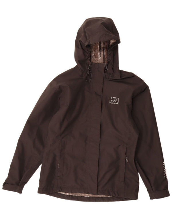 Jaqueta de chuva feminina com capuz Helly Hansen UK 14 poliéster preto médio
