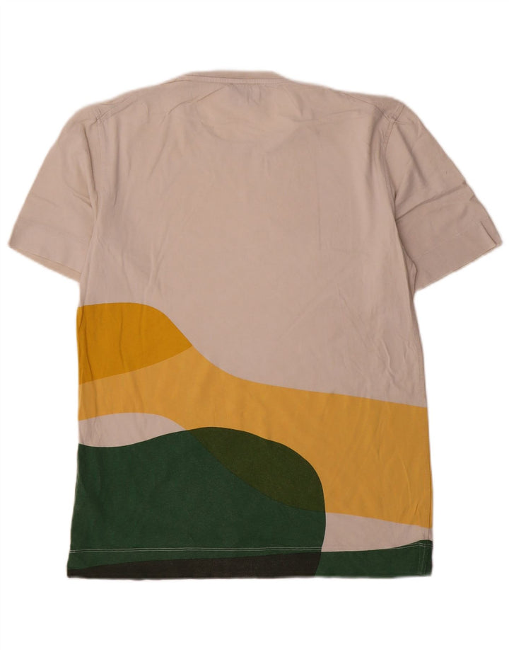 Camiseta masculina Jigsaw Top pequeno algodão colorblock branco