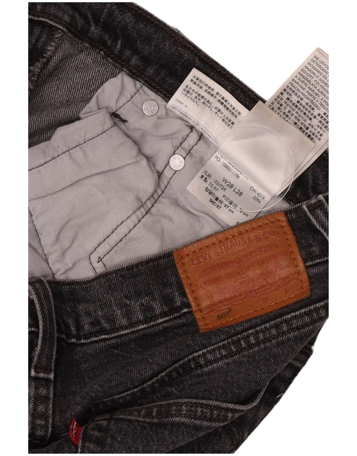 Calça jeans feminina Levi's 501 Straight W28 L28 cinza algodão
