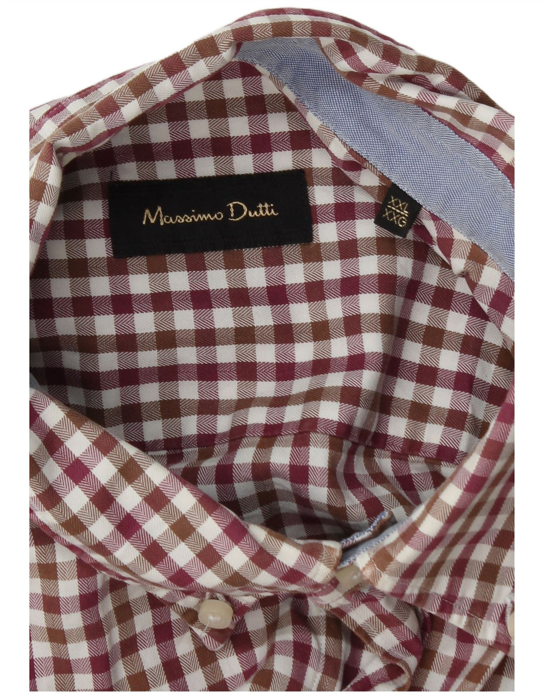 Camisa masculina de flanela Massimo Dutti 2XL Borgonha Gingham