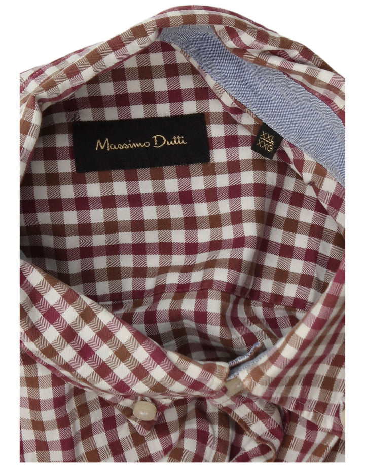 Camisa masculina de flanela Massimo Dutti 2XL Borgonha Gingham