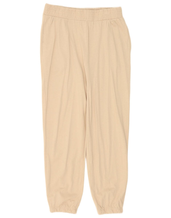 Calça de treino feminina Zara Joggers UK 12 algodão bege médio