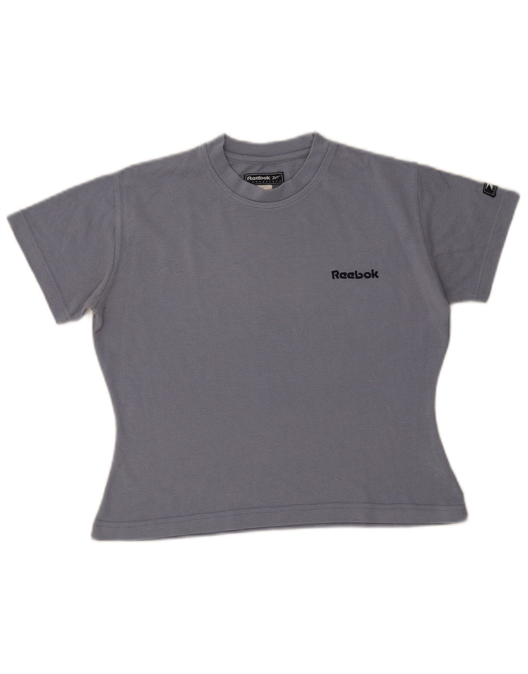 Camiseta Reebok Feminina Crop Top UK 10 Pequena Cinza