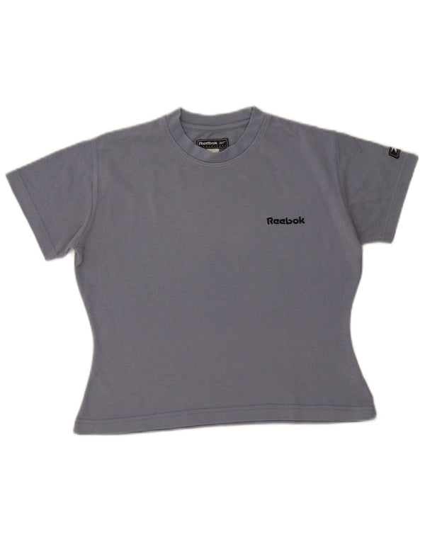 Camiseta Reebok Feminina Crop Top UK 10 Pequena Cinza