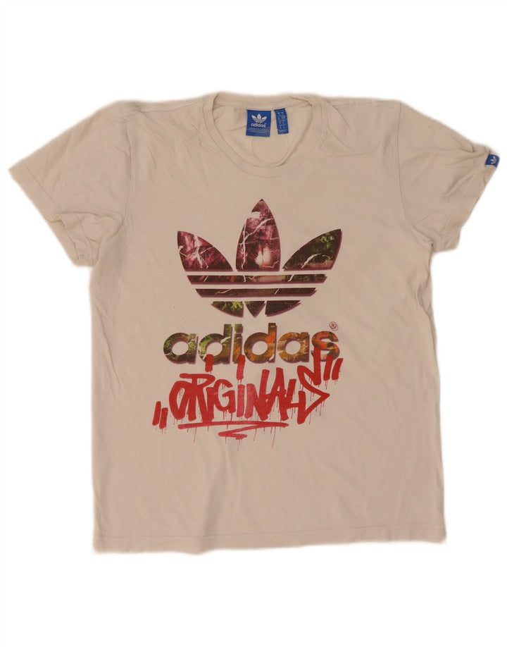 ADIDAS Mens Graphic T-Shirt Top Pequeno Branco