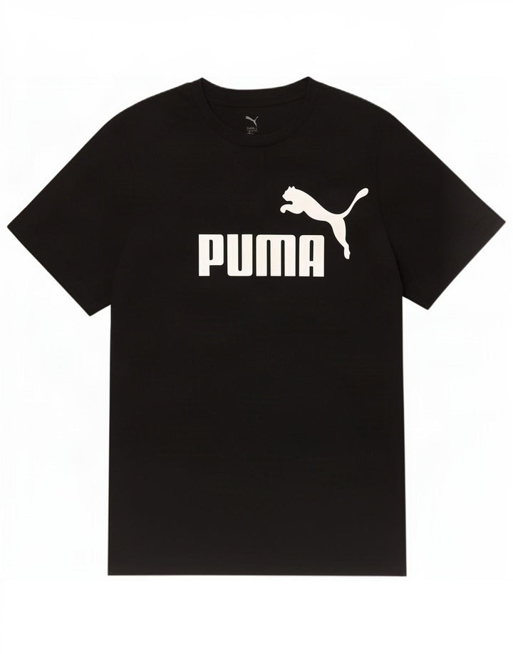 Puma Mens Graphic T-Shirt Top Grande Algodão Preto