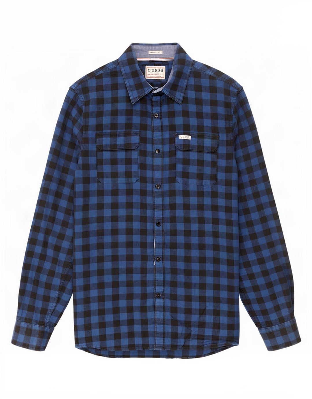 Guess Camisa masculina regular fit pequena azul guingão