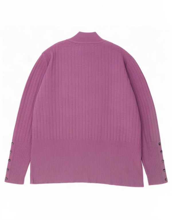 Suéter feminino Marks & Spencer com gola tartaruga Reino Unido 22 3XL viscose roxa