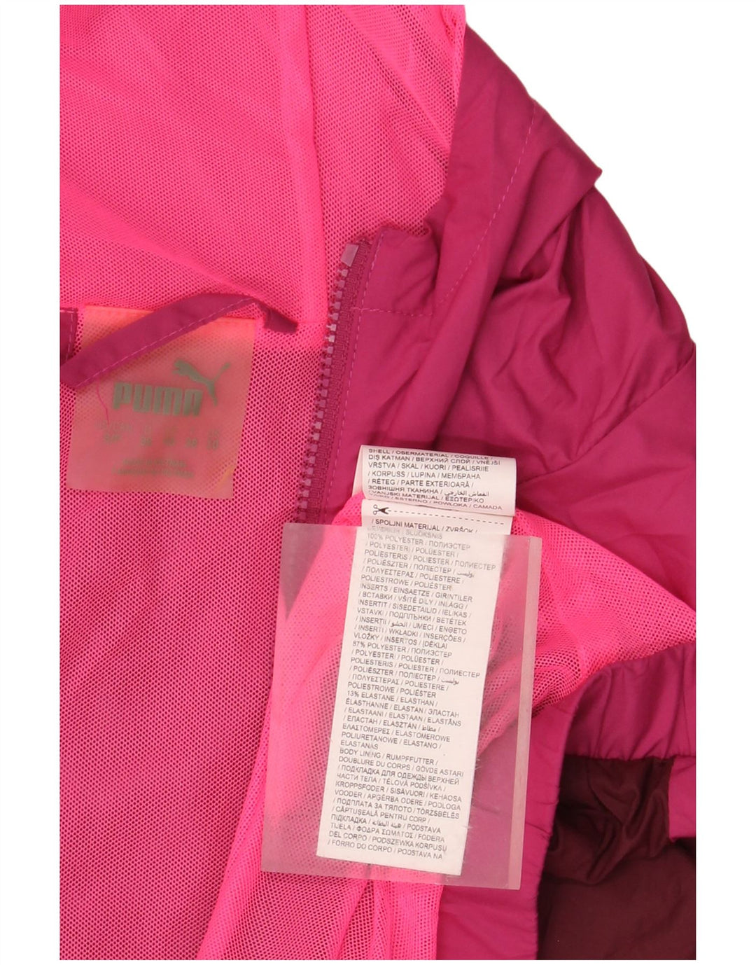 PUMA Womens Oversized Hooded Rain Jacket Reino Unido 10 Small Pink Colourblock