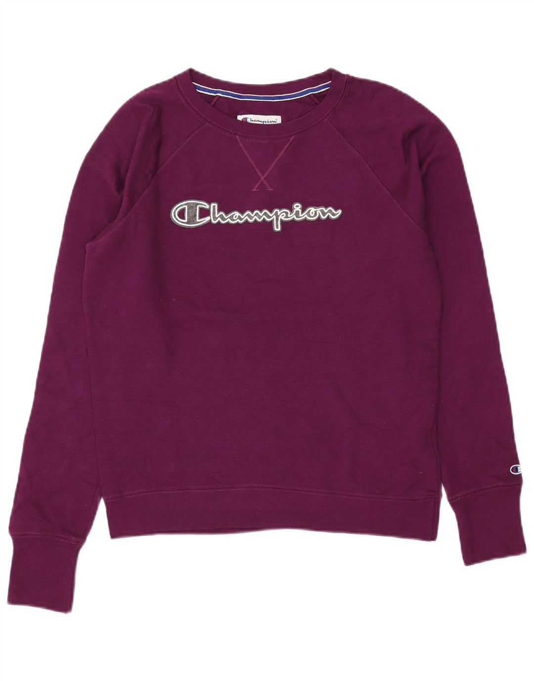 Champion feminino gráfico oversized moletom jumper UK 10 pequeno roxo