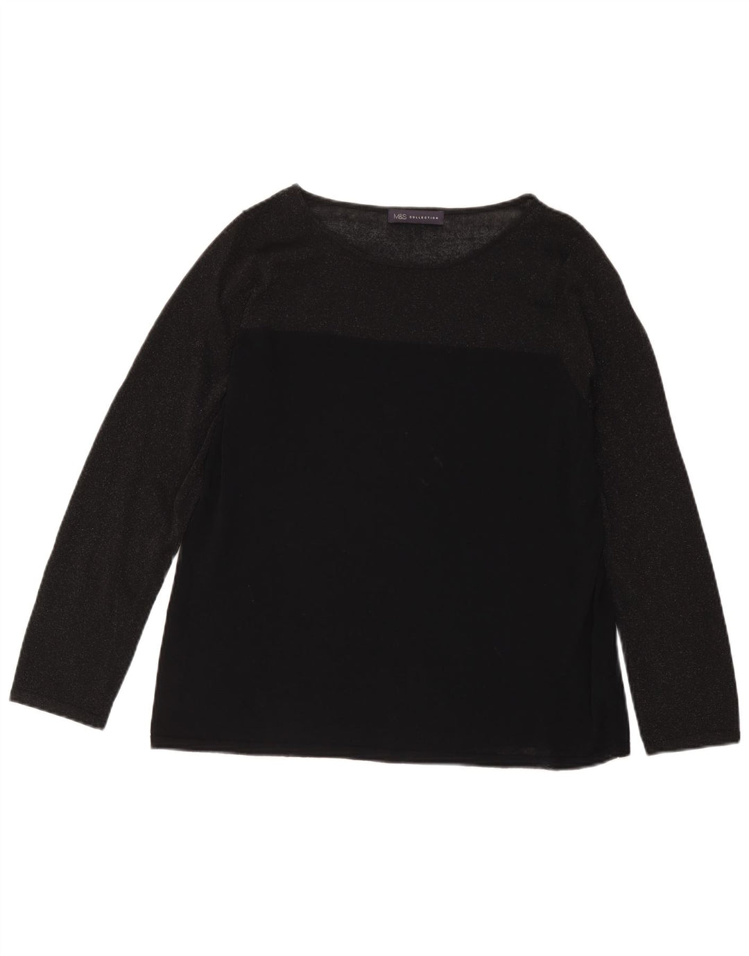 Blusa Feminina Marks & Spencer Manga Longa Reino Unido 18 XL Viscose Preta