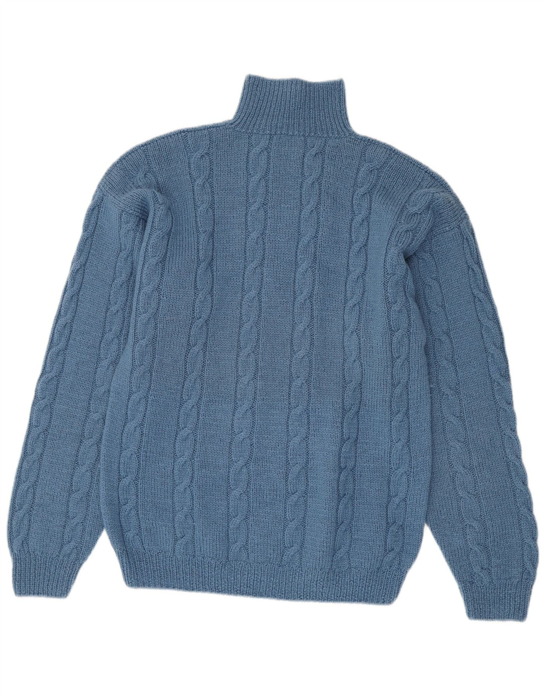 Suéter vintage masculino com gola tartaruga azul médio