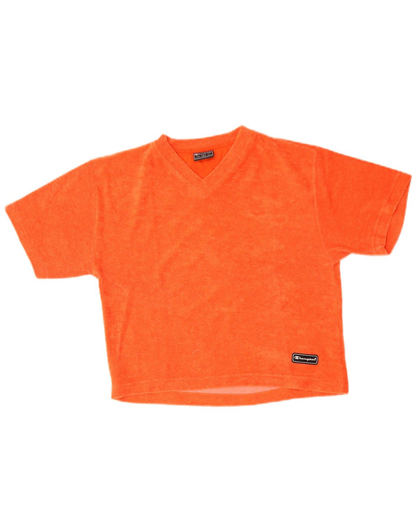 Camiseta feminina de veludo Champion UK 16 grande poliéster laranja