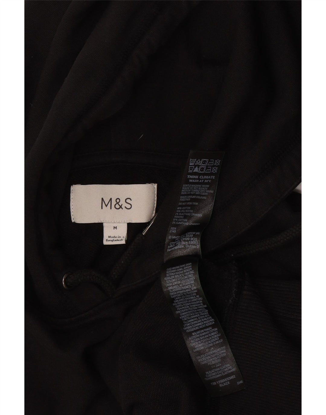 Suéter masculino com capuz Marks & Spencer médio algodão preto
