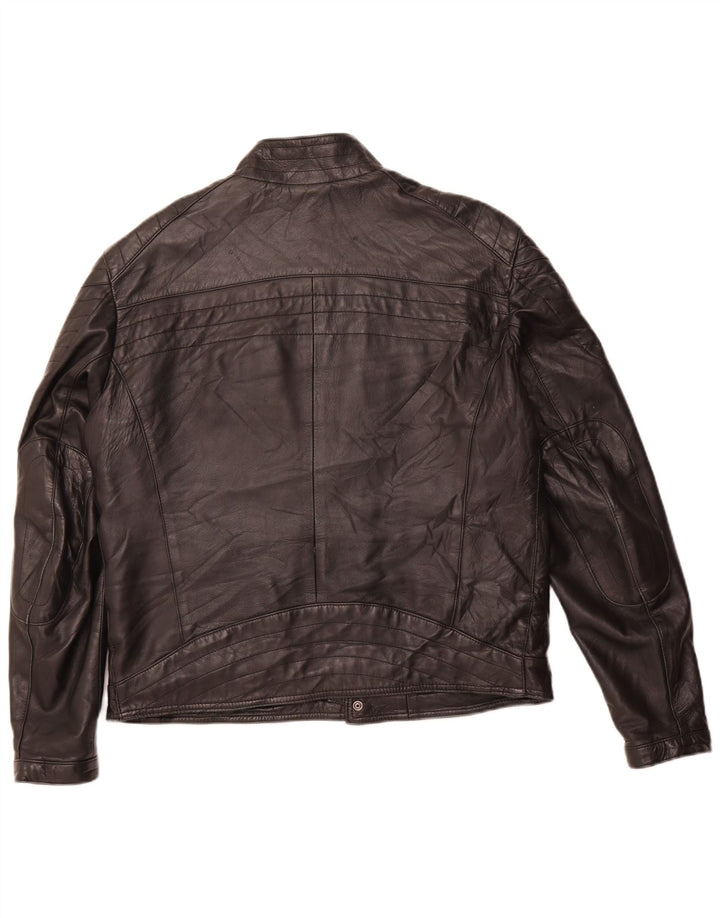 Jaqueta masculina de couro VINTAGE IT 54 2XL couro preto