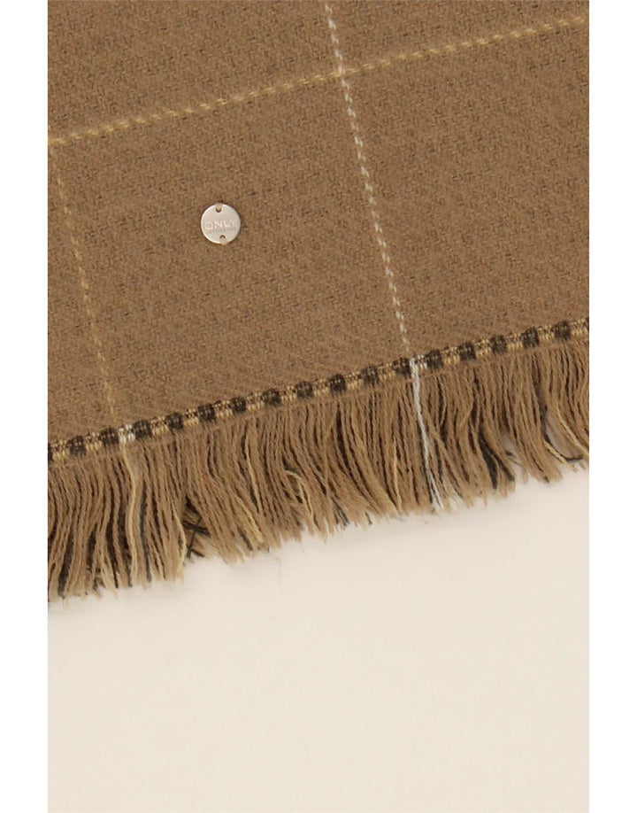 Apenas casaco feminino reversível com capa tamanho único xadrez bege