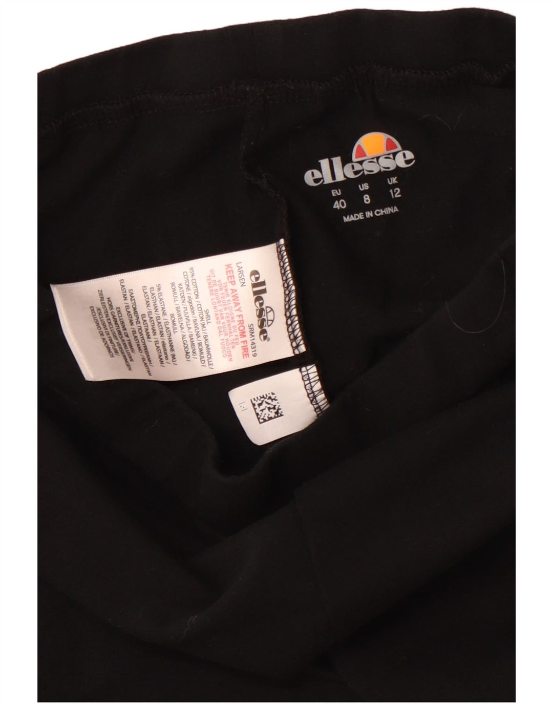 Shorts esportivos femininos ELLESSE UK 12 algodão preto médio