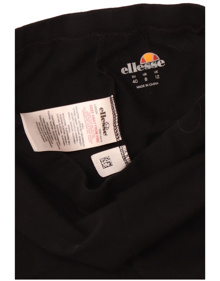 Shorts esportivos femininos ELLESSE UK 12 algodão preto médio