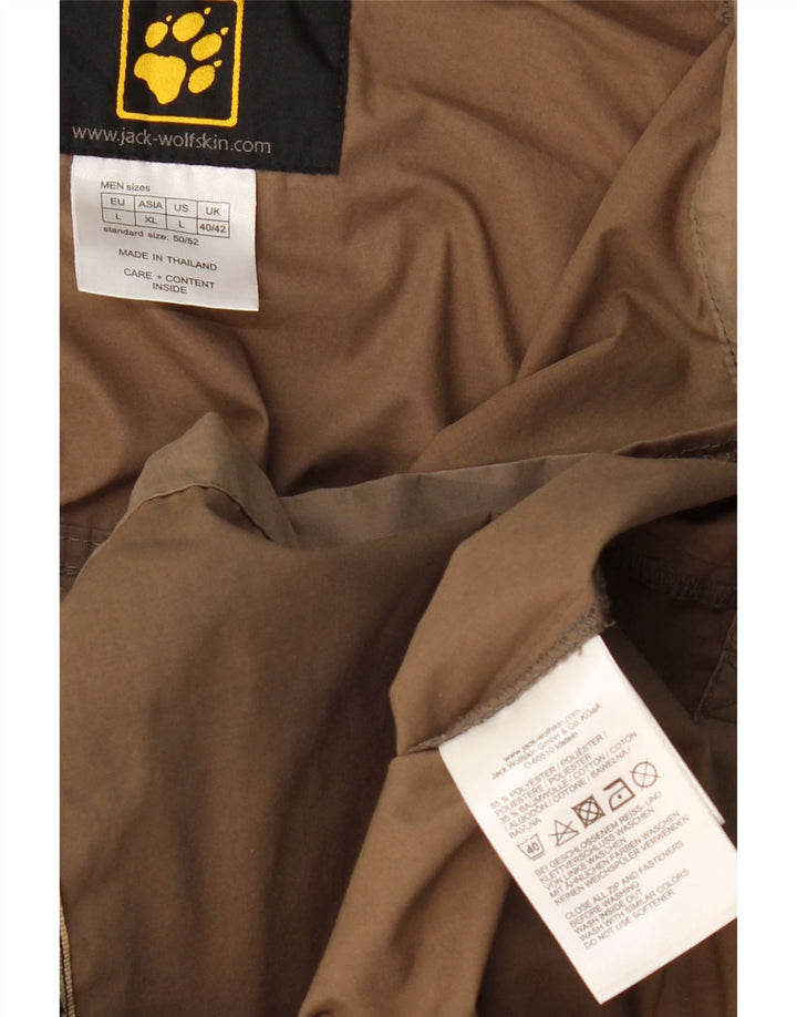 Jaqueta utilitária masculina JACK WOLFSKIN com capuz Reino Unido 40/42 grande poliéster marrom